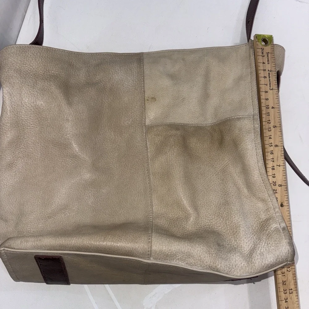HOBO International Leather Western Beige & Brown Slouchy Tote Bag Purse Handbag
